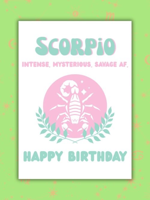 Scorpio AF Card Scorpio Birthday Card – Zodiac Birthday Card
