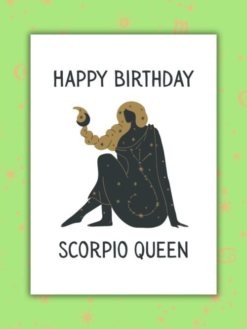 Scorpio Queen Card Scorpio Birthday Card for Her – Happy Birthday Scorpio Queen