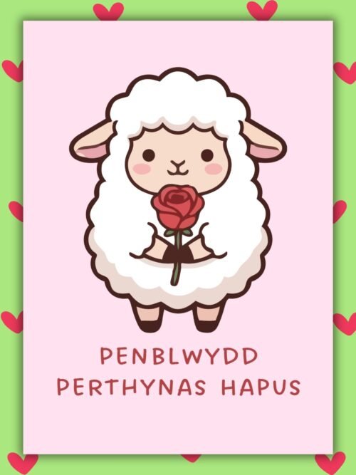 Penblwydd Perthynas Hapus Welsh Language Anniversary Card