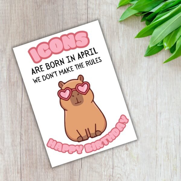 Capybara April Birthday Card