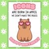 Capybara April Birthday Card