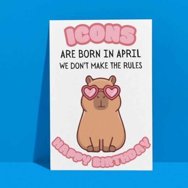 Capybara April Birthday Card