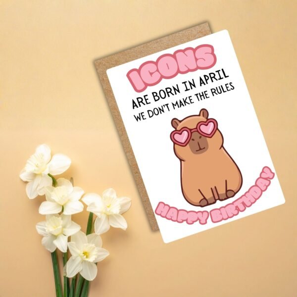 Capybara April Birthday Card