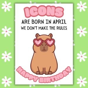 Capybara April Birthday Card