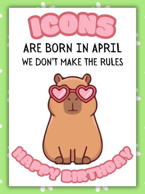 April Capy Icon Capybara April Birthday Card