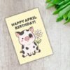 April Flower Birthday Card - Cow With Daisy