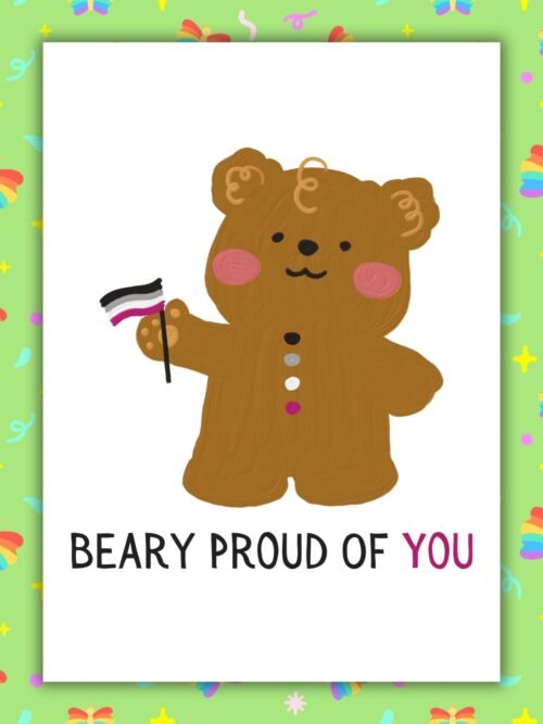 Asexuality Bear Card Beary Proud Of You β Asexual Pride Bear Support Card