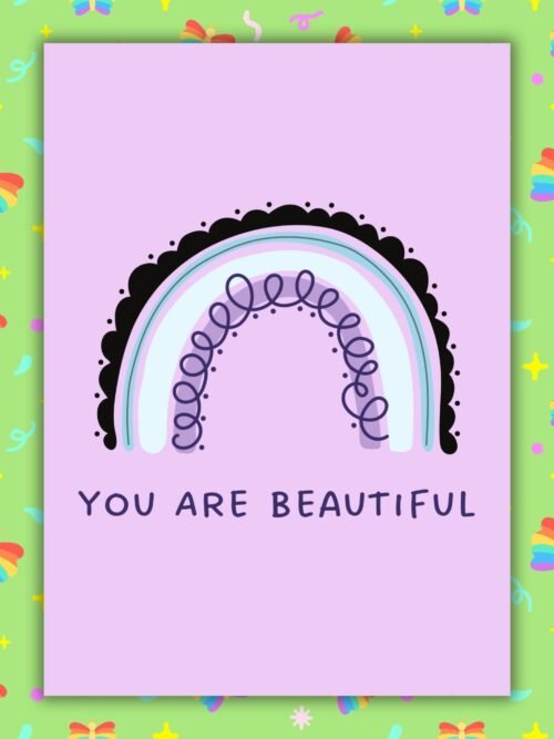 Asexuality Beautiful Card You Are Beautiful β Asexual Pride Rainbow Support Card