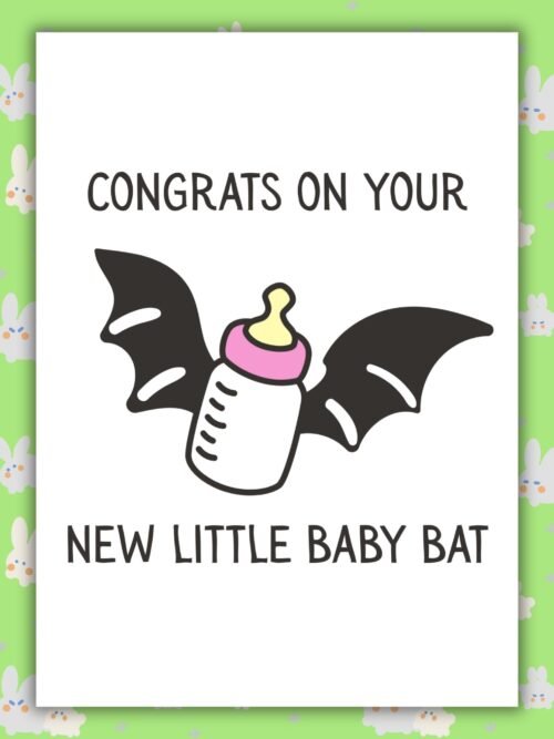 Baby Bat New Baby Congrats On Your New Little Bat Baby β Gothic Baby Card