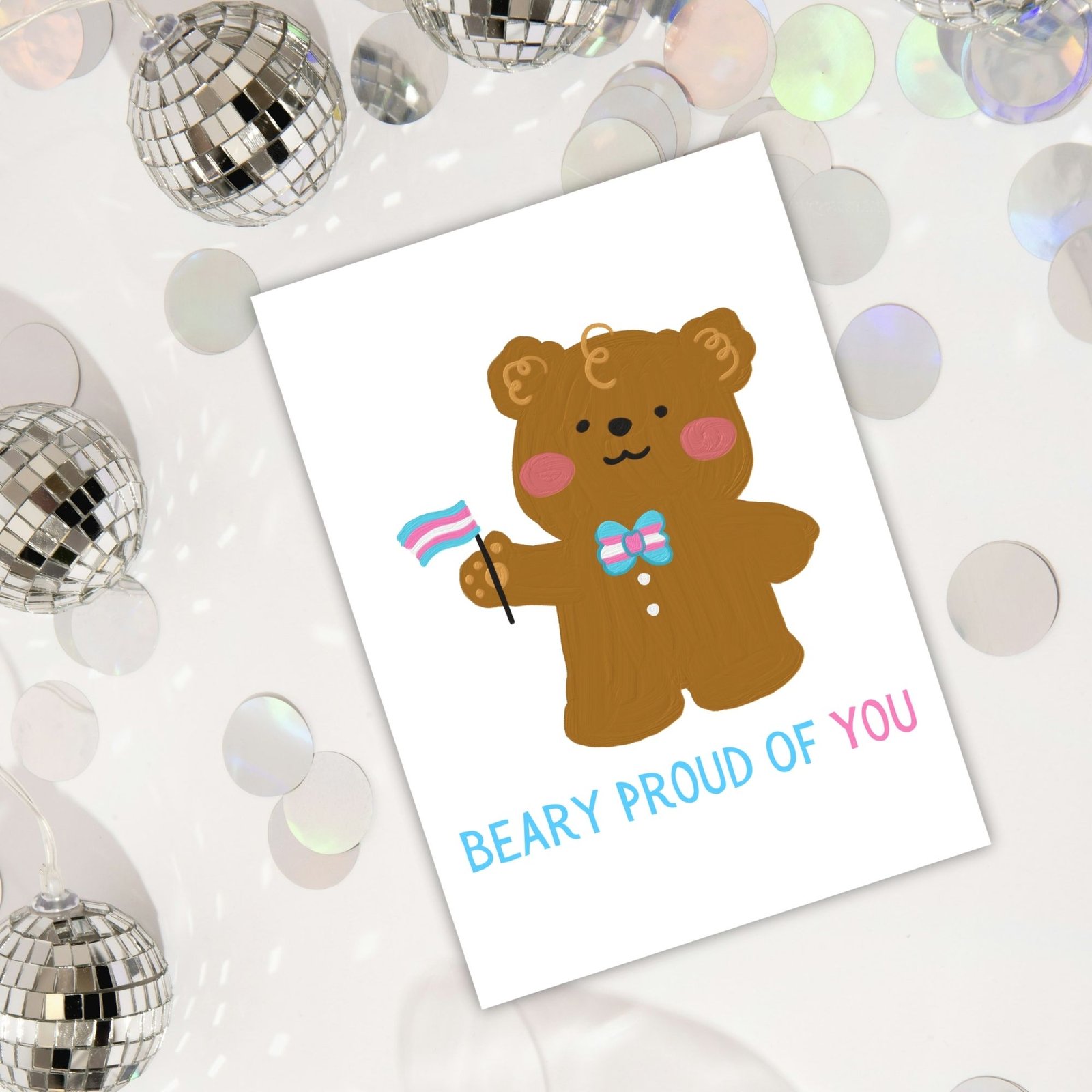 Beary Proud Of You – Trans Pride Bear Card - Image 3