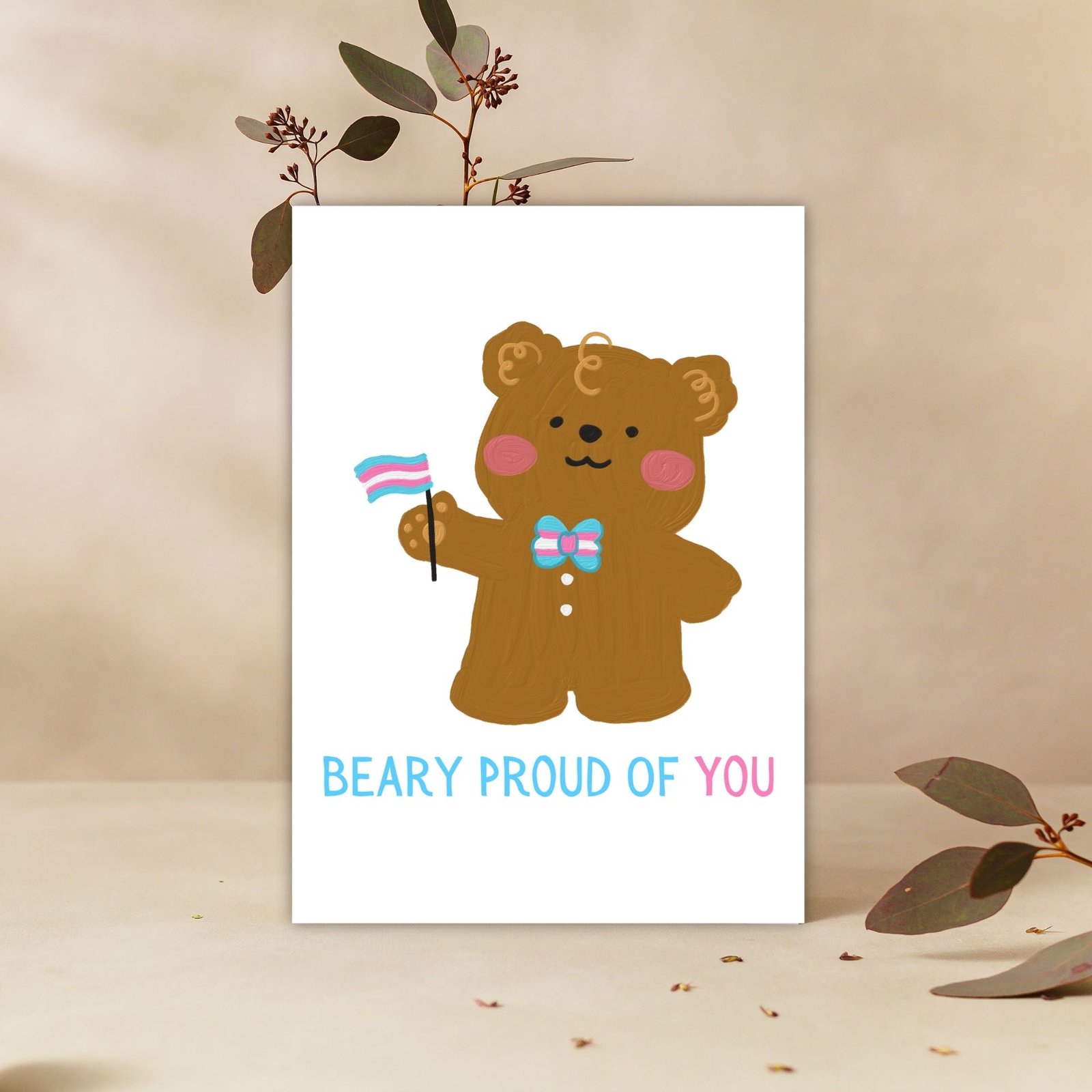Beary Proud Of You – Trans Pride Bear Card - Image 4