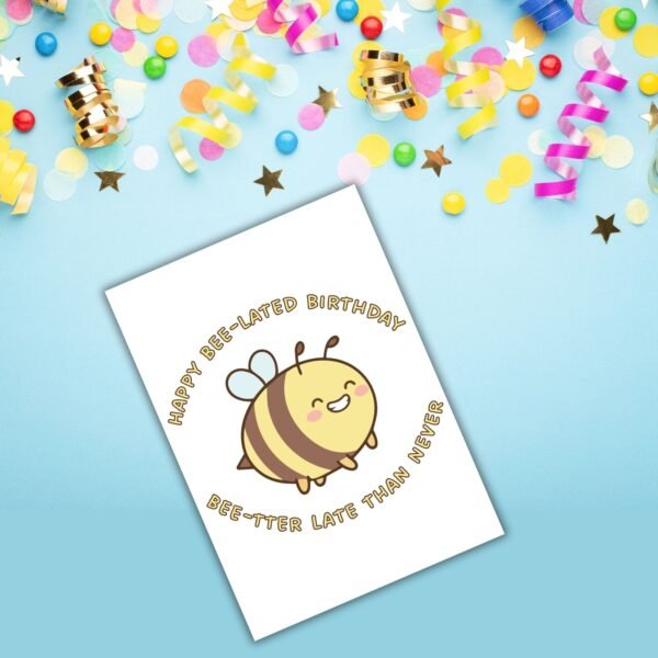 Bee Lated goose Birthday Card (2) Funny Belated Birthday Card - Happy Bee-lated Birthday