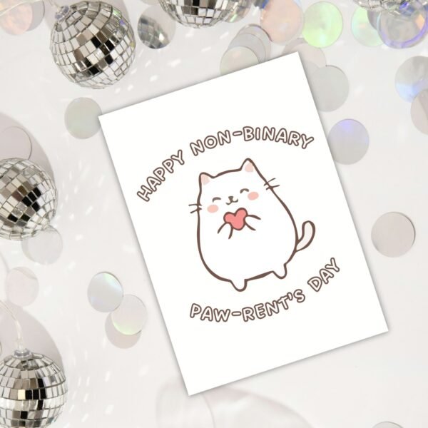 Non-Binary Parents Day Card From The Cat