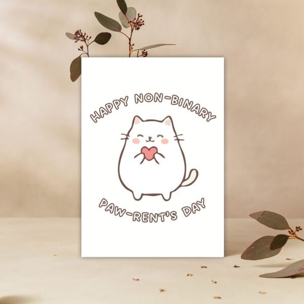 Non-Binary Parents Day Card From The Cat
