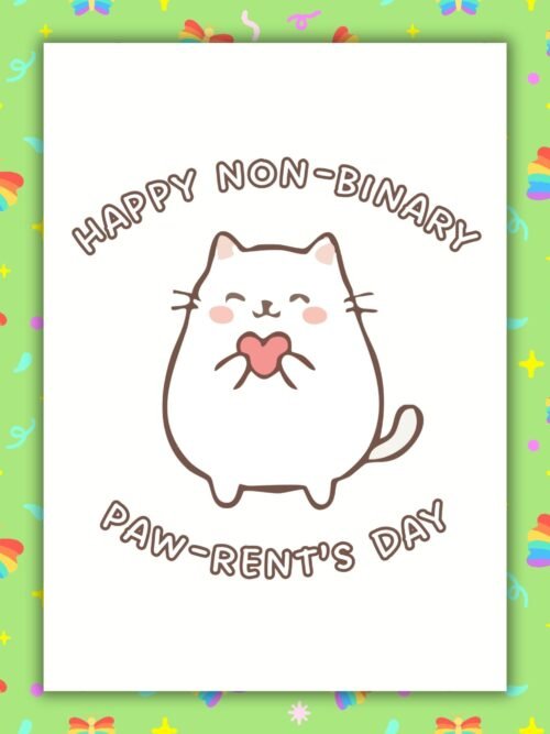 Non-Binary Parents Day Card From The Cat