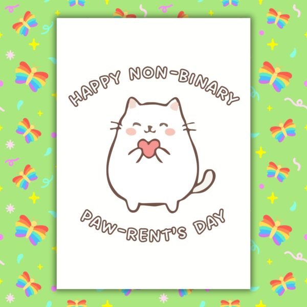 Non-Binary Parents Day Card From The Cat