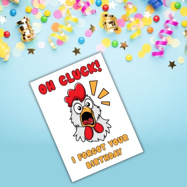 Funny Belated Birthday Card - Oh Cluck Chicken Card