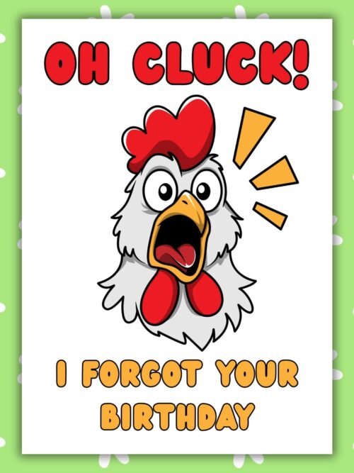 Cluck Birthday Card Funny Belated Birthday Card - Oh Cluck Chicken Card