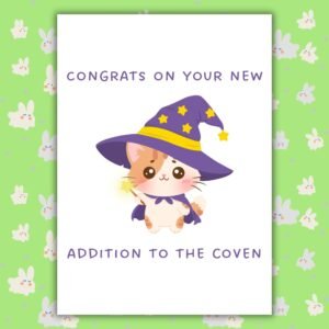 Congrats On Your New Addition To The Coven – Cat Witchy Baby Card