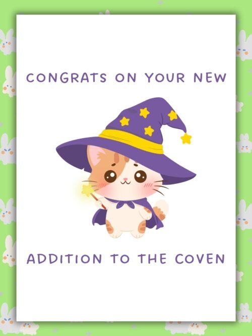 Coven 1 New Baby Congrats On Your New Addition To The Coven β Cat Witchy Baby Card
