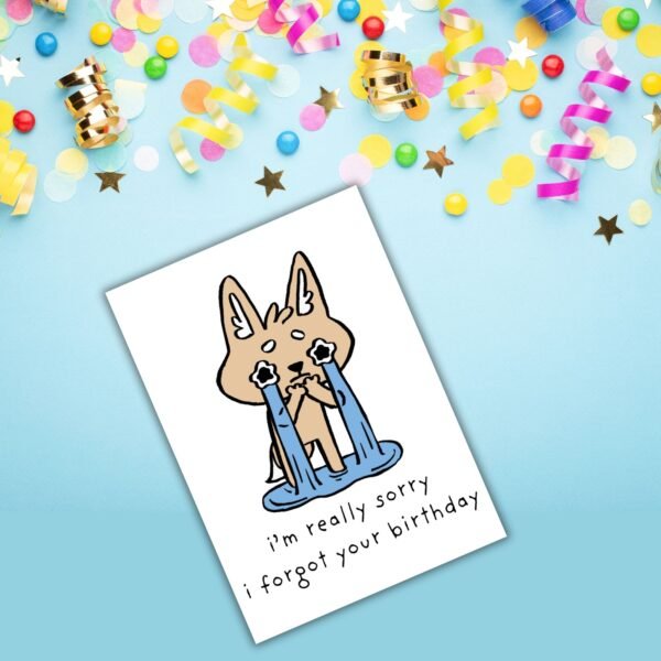 Crying Fox Belated Birthday Card (2) Funny Belated Birthday Card - Crying Fox