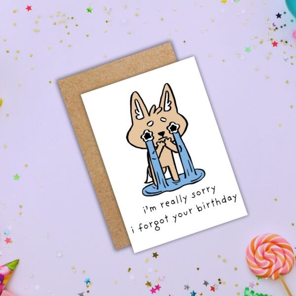 Crying Fox Belated Birthday Card (3) Funny Belated Birthday Card - Crying Fox