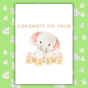 Congrats On Your Baby – Cute Elephant New Baby Card