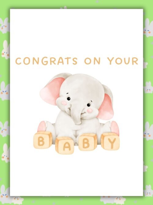 Elephant New Baby Congrats On Your Baby β Cute Elephant New Baby Card