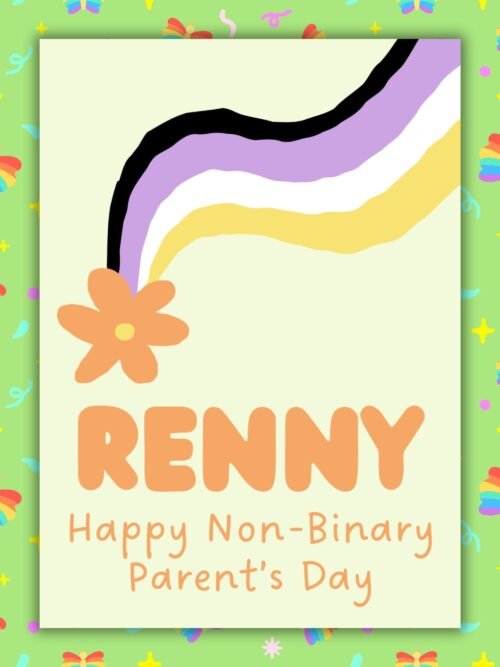 Flag Personalised Non Binary Pawrents Day Card Personalised Non-Binary Parentβs Day Card β Add Any Name