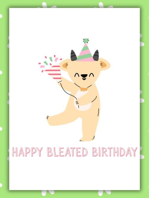 Goat Belated Birthday Card Funny Belated Birthday Card - Happy Bleated Birthday