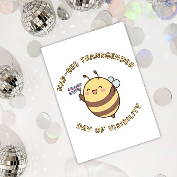 Hap Bee Transgender DOV Card (2) Hap-Bee Transgender Day of Visibility – Trans Pride Bee Card