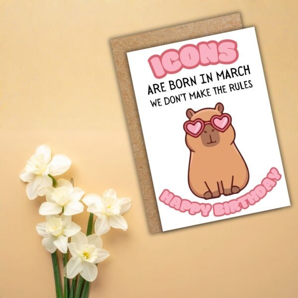 Icons Capybara Birthday (1) Capybara March Birthday Card