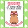 Capybara March Birthday Card