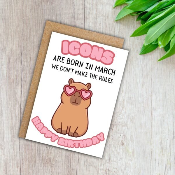 Icons Capybara Birthday (2) Capybara March Birthday Card