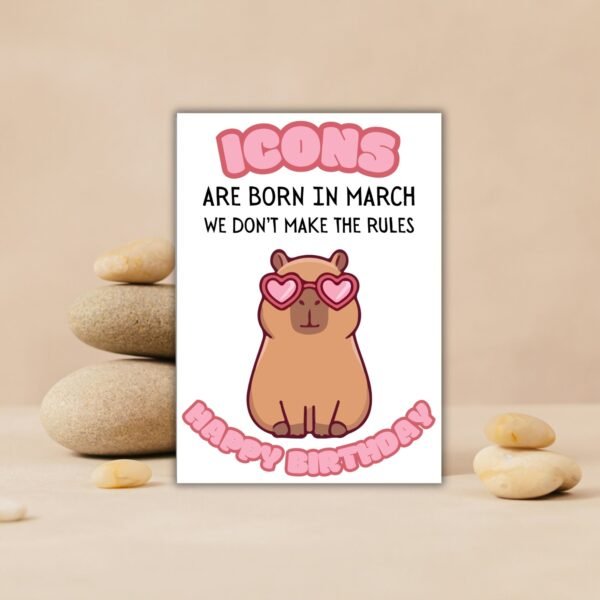 Icons Capybara Birthday (3) Capybara March Birthday Card