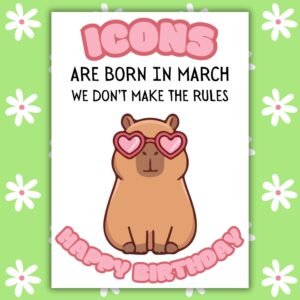 Capybara March Birthday Card
