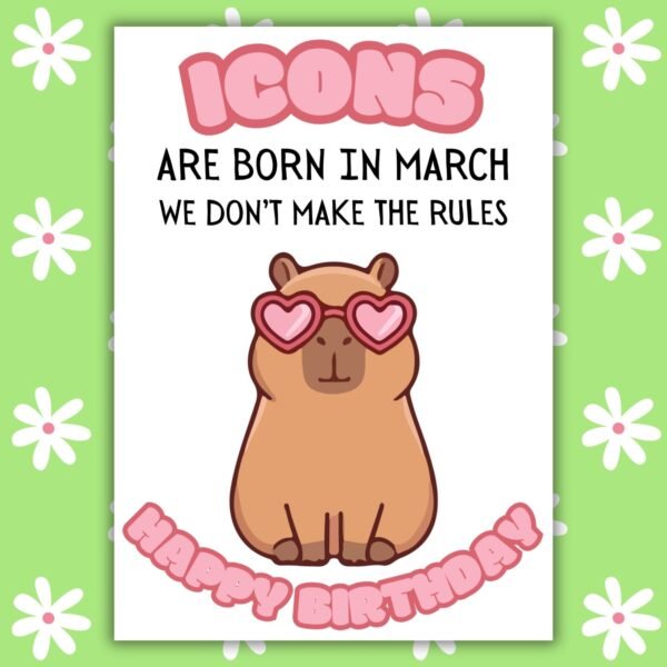 Icons Capybara Birthday Capybara March Birthday Card