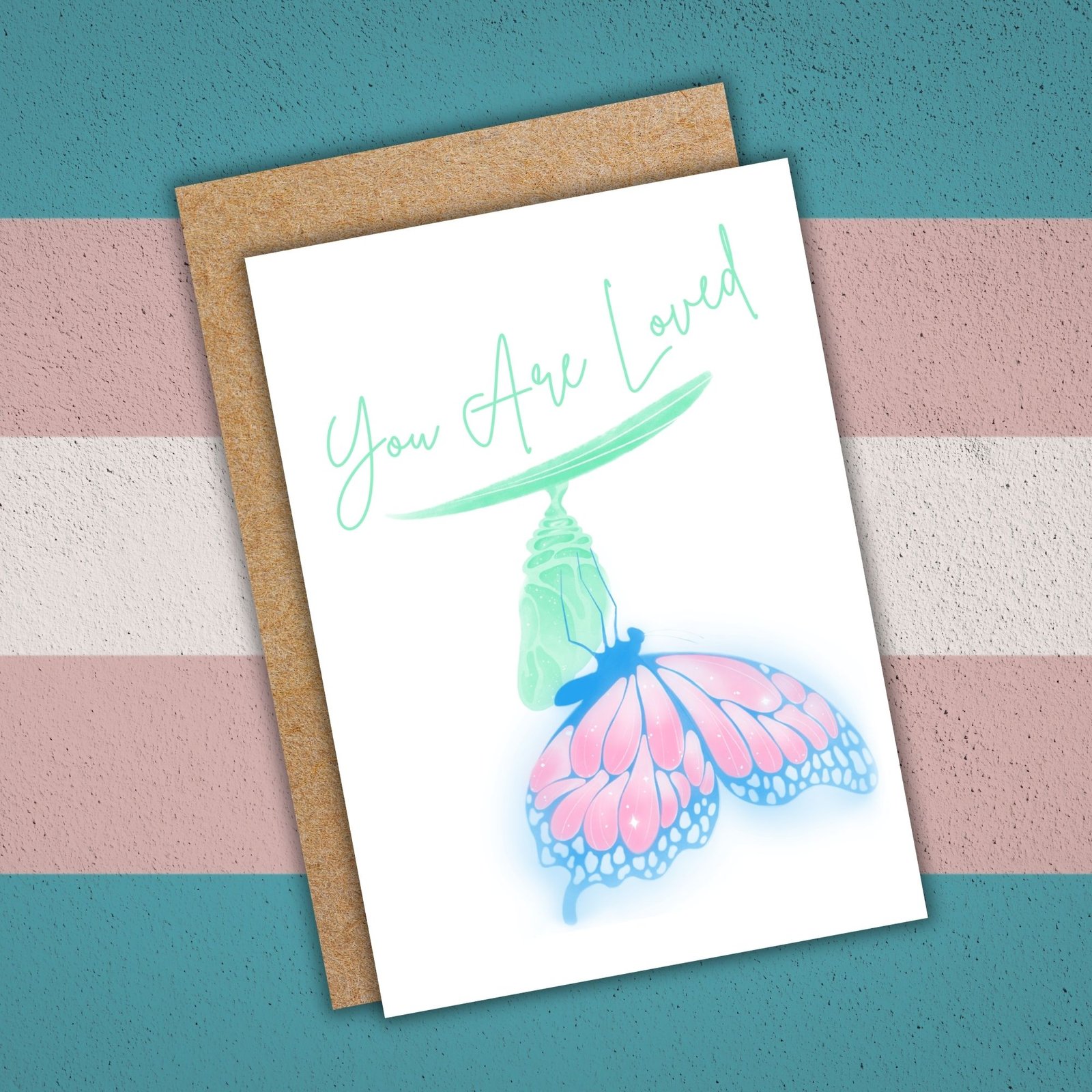 You Are Loved – Trans Pride Butterfly Card - Image 2
