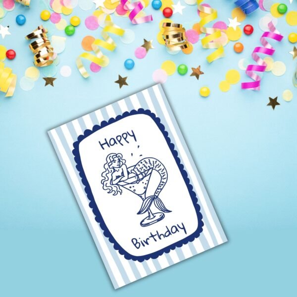 Mermaid Birthday Card - Mermaid In Cocktail Glass