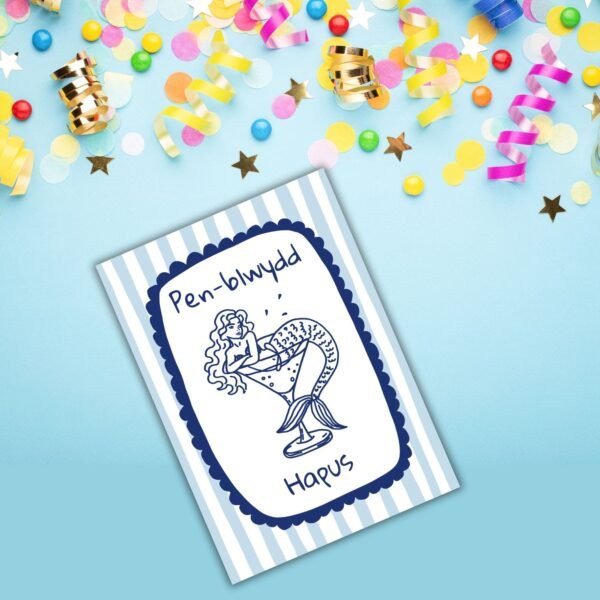 Welsh Birthday Card – Pen-blwydd Hapus Mermaid Card