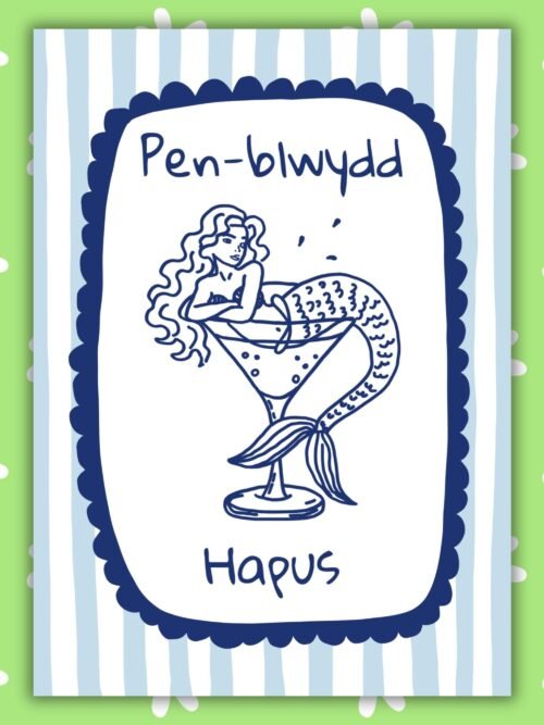 Welsh Birthday Card – Pen-blwydd Hapus Mermaid Card