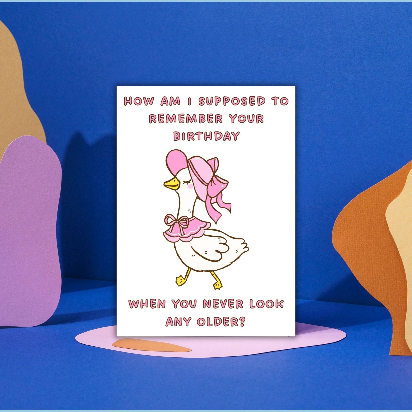 Funny Belated Birthday Card - Never Age Cute Goose - Image 2