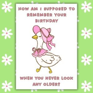 Funny Belated Birthday Card - Never Age Cute Goose