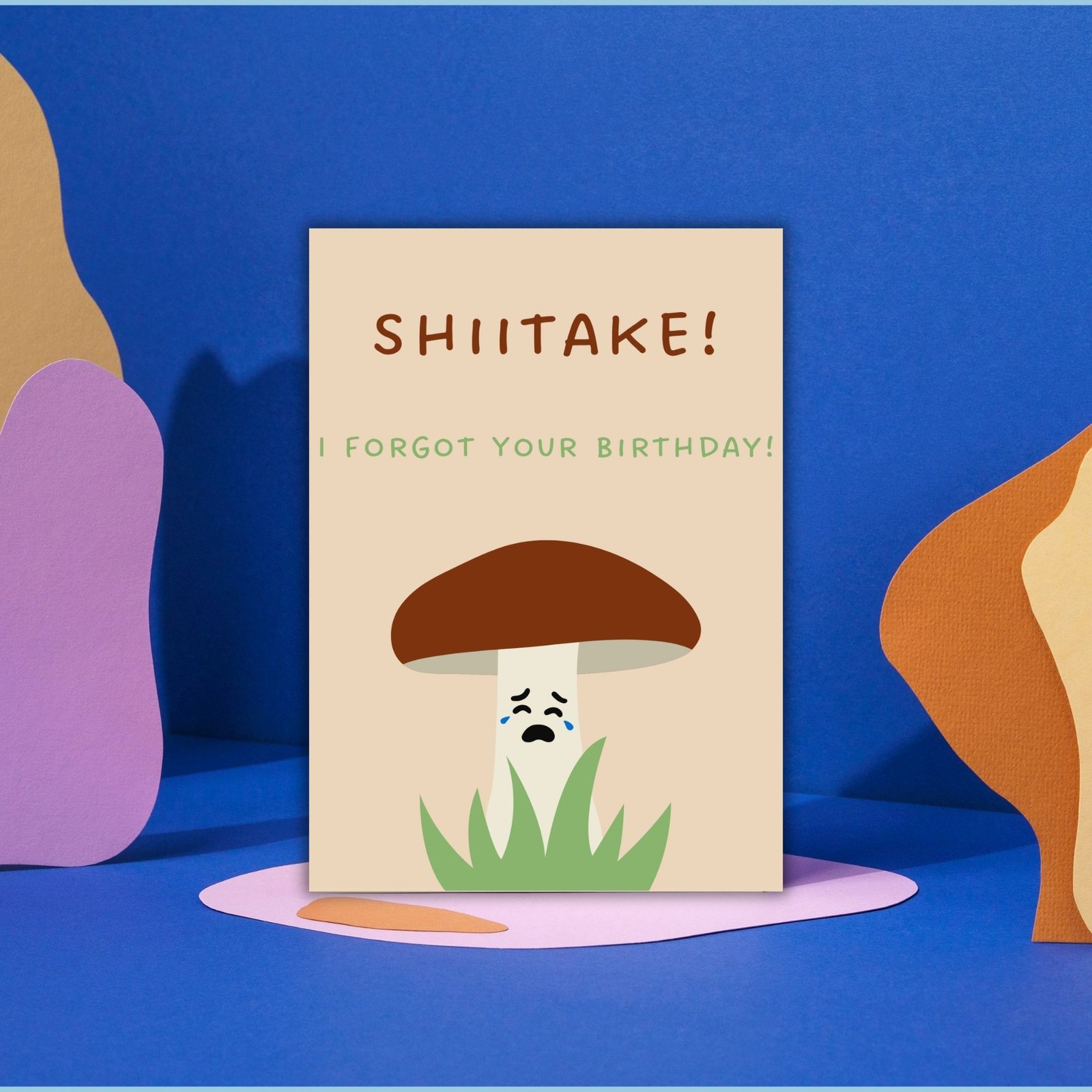 Funny Belated Birthday Card - Shiitake Mushroom Pun - Image 2