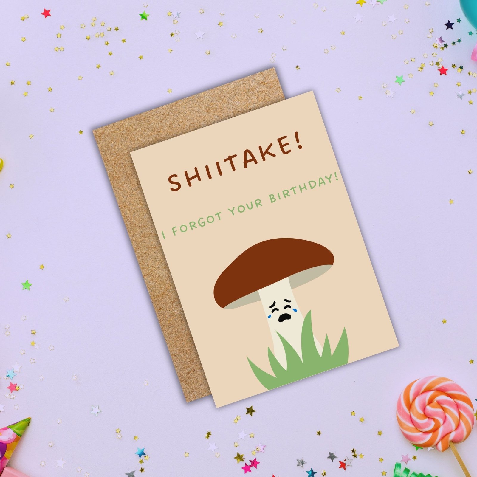 Funny Belated Birthday Card - Shiitake Mushroom Pun - Image 4