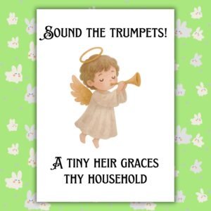 Medieval New Baby Card – Trumpets