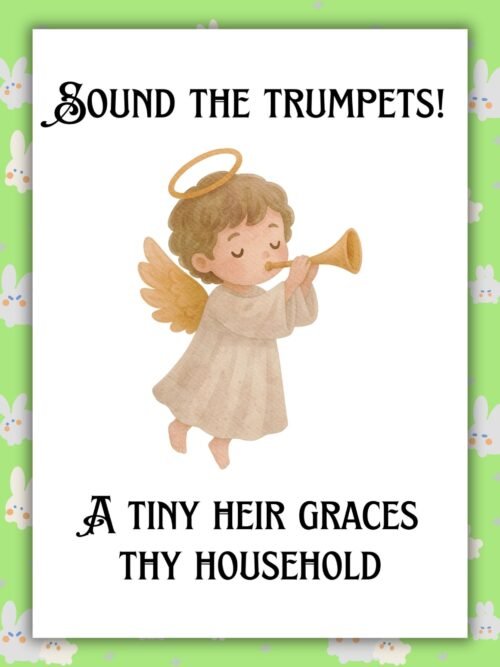 Medieval New Baby Card – Trumpets