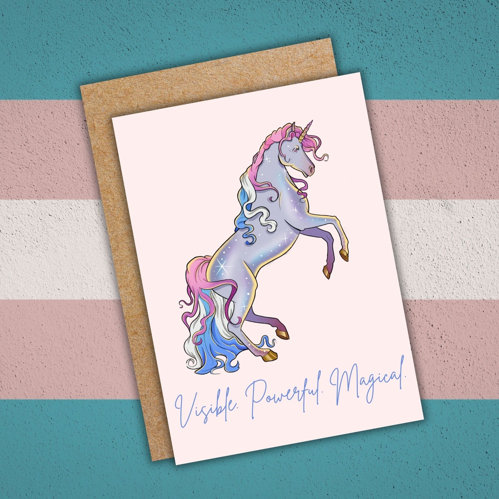 Visible. Powerful. Magical. – Trans Pride Unicorn Card - Image 2