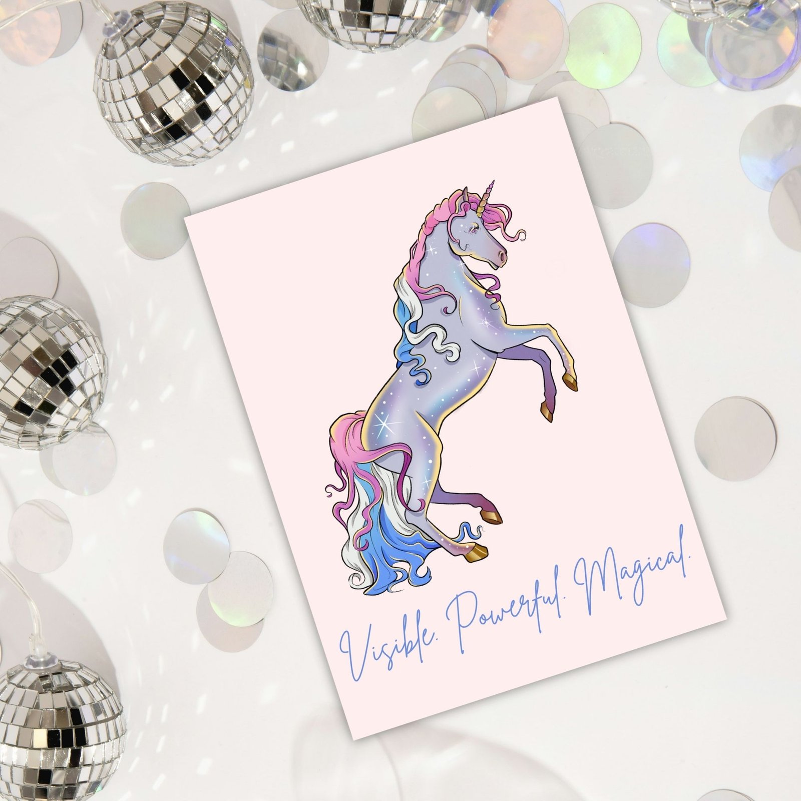 Visible. Powerful. Magical. – Trans Pride Unicorn Card - Image 3