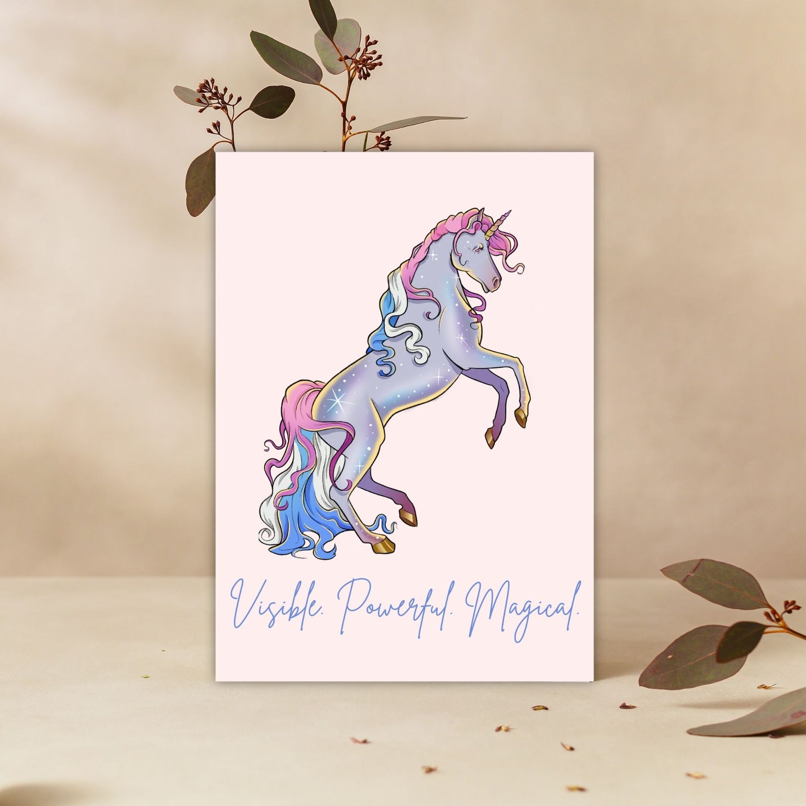 Visible. Powerful. Magical. – Trans Pride Unicorn Card - Image 4